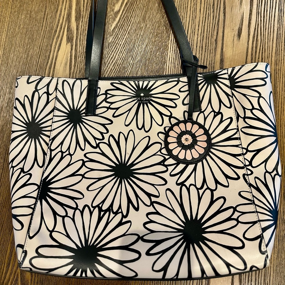 Kate Spade Black and White Floral Tote Bag